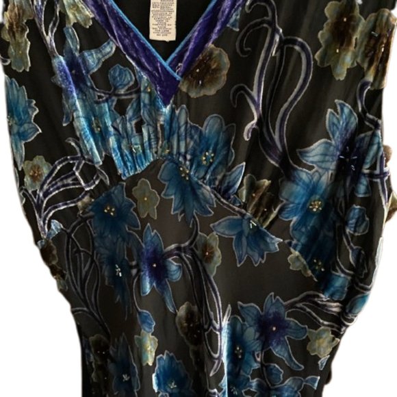 Telluride Clothing Co. Burnt velvet jewel coloured silk blend tank tunic top - Picture 5 of 16